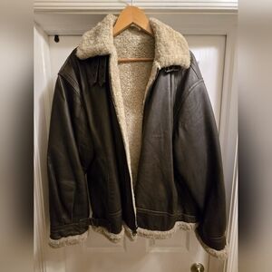 Used Men’s Leather Shearling- Like Bomber Jacket – Aviator Style